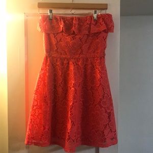 Strapless coral dress by American Rag
